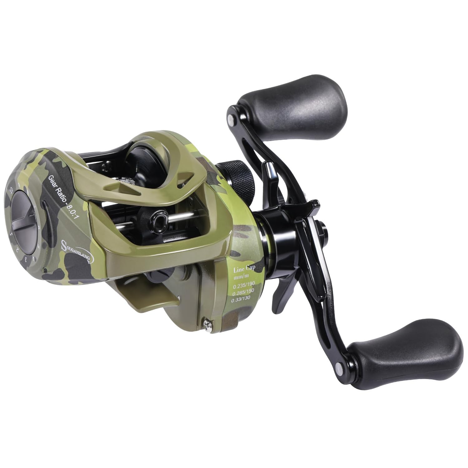 Sougayilang Baitcasting Reel, 8.0:1 High Speed Gear 𝐋𝐞𝐟𝐭- 𝐡𝐚𝐧𝐝, camo