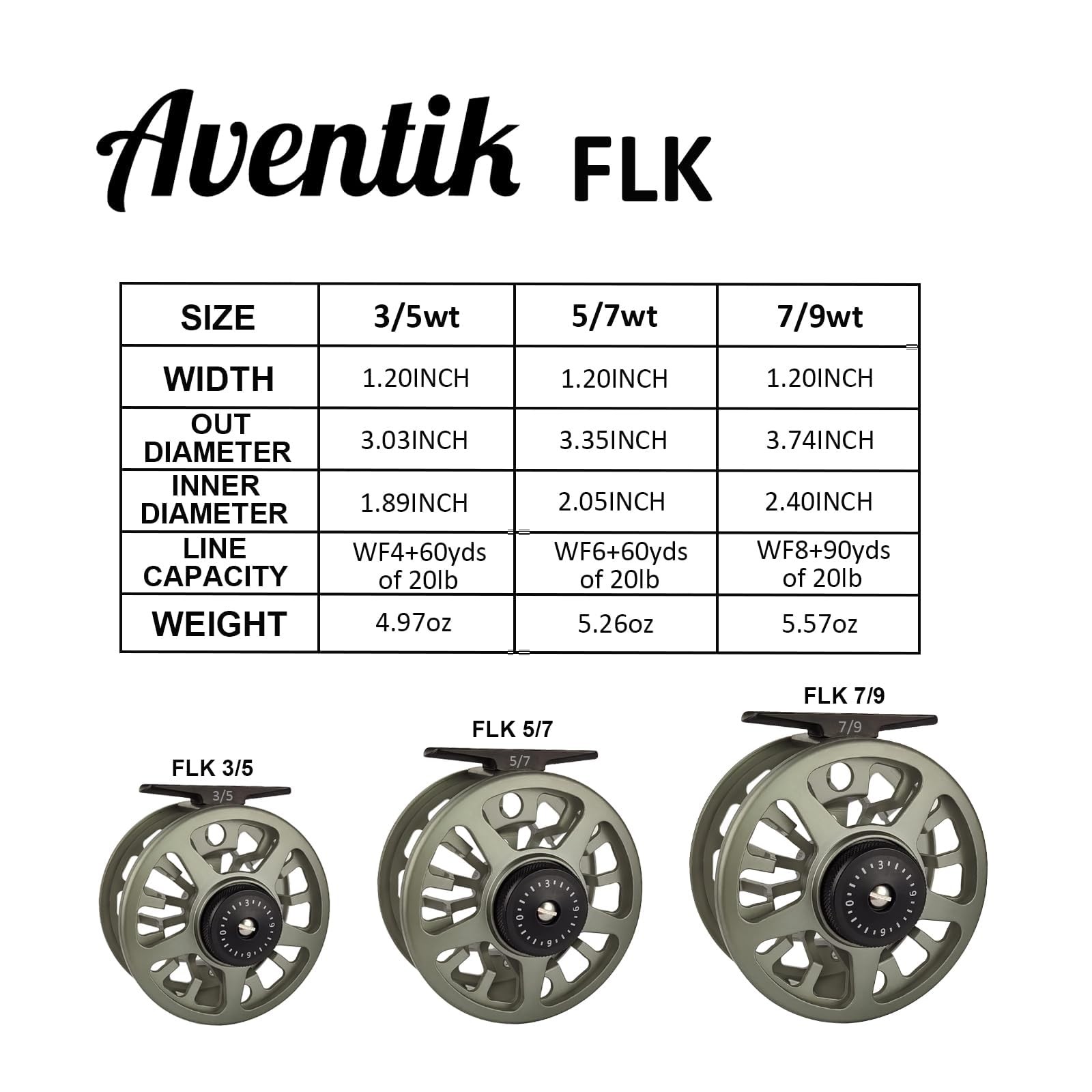 FLK Fly Fishing Reel Aluminum Trout 3/5, 5/7, 7/9Wt Large Arbor Freshwater Fly R