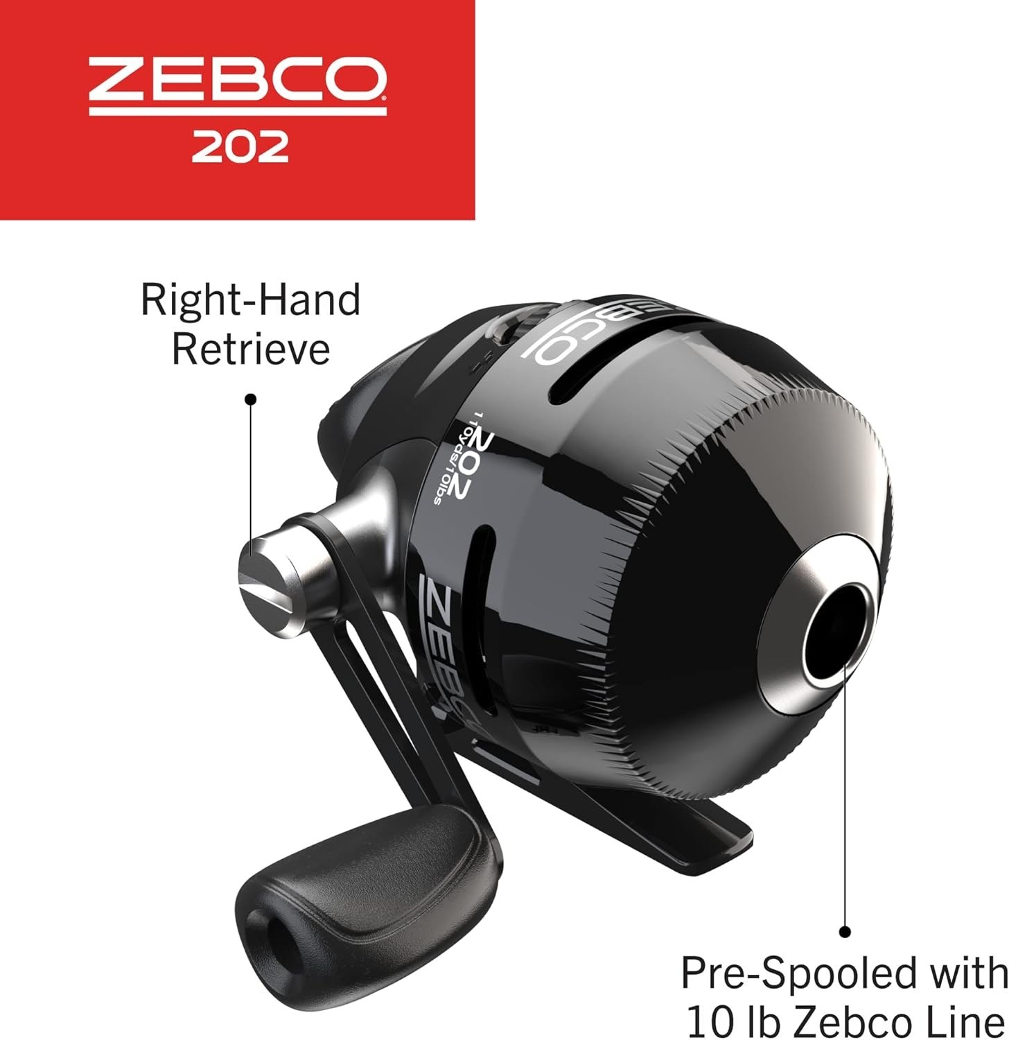 202 Spincast Fishing Reel, Right-Hand Retrieve, Durable All-Metal Gears, Stai…