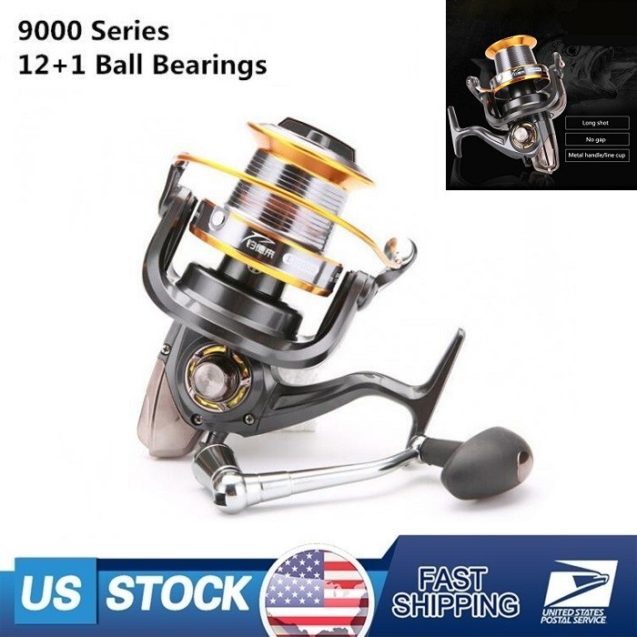 9000 Series Spinning Fishing Reel Full Metal Big Sea Casting Saltwater Surf