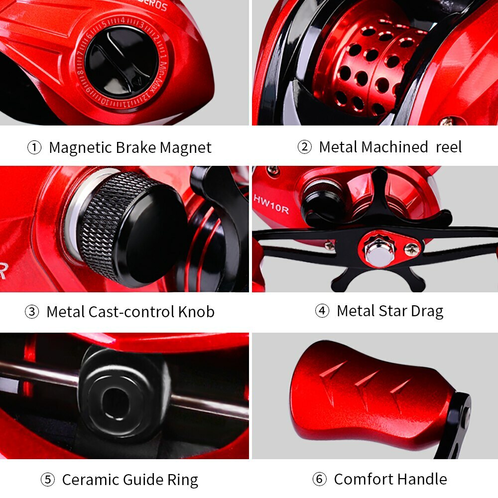 9+1BB 7.2:1 10KG Metal Baitcasting Reel Magnetic Brake CNC Spool Left Right New