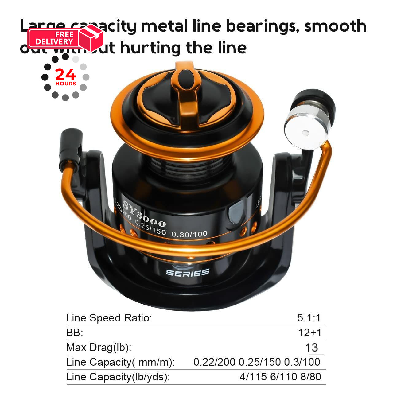 Summer and Centron Spinning Reels, 12+1 BB Lightweight Smooth SY3000, SY3000