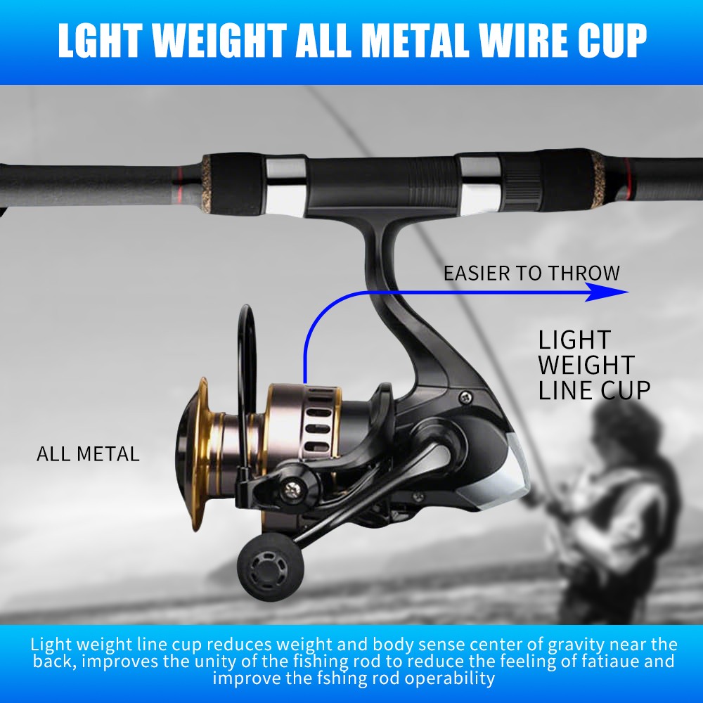 Ultra Light 1000~7000 5.2:1 Gear Ratio CNC Metal Spool Spinning Fishing Reel