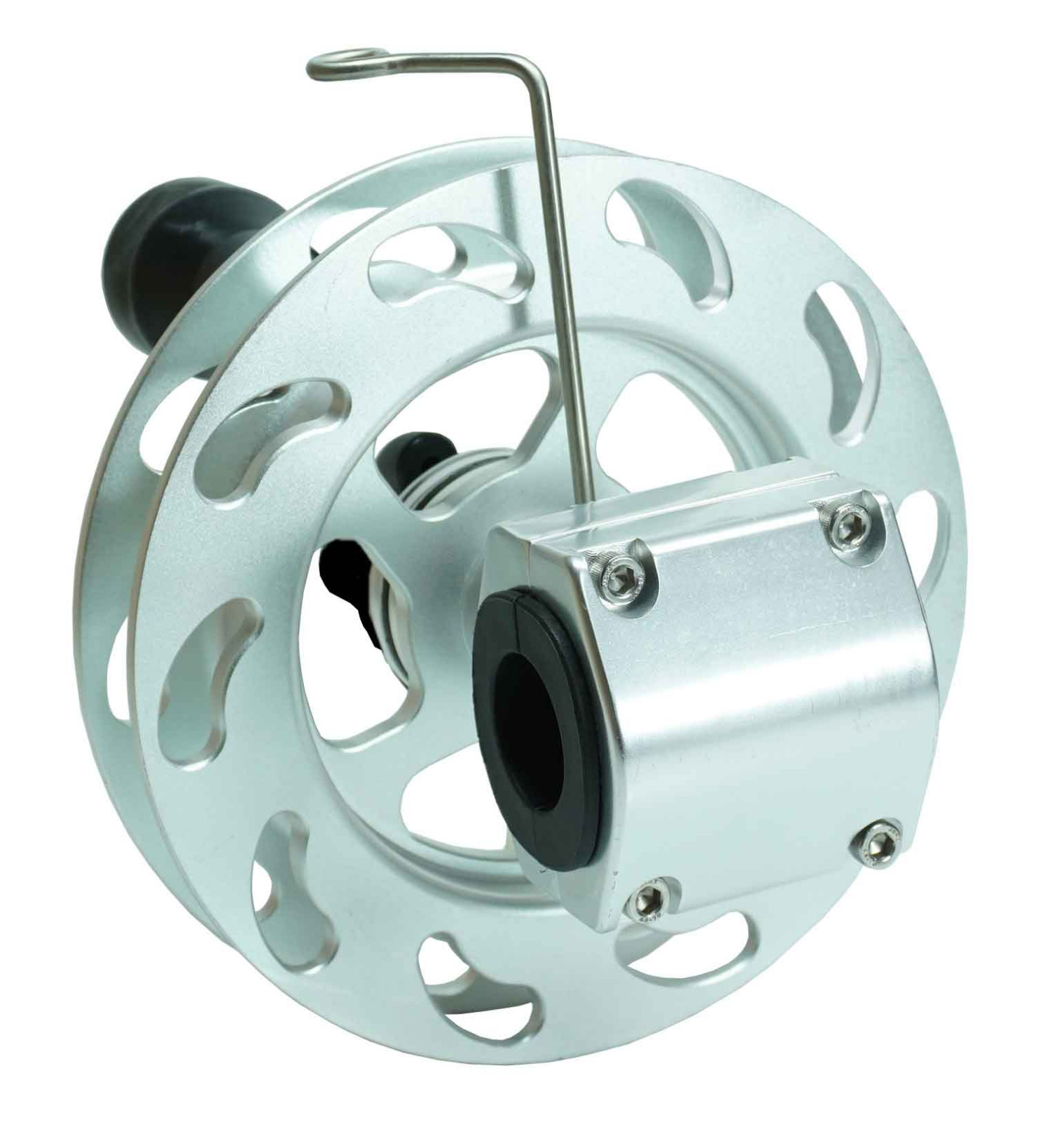 Aluminum Teaser Reel 8″ – Silver – Rail Mount Big Game Reel Offshore Fishing