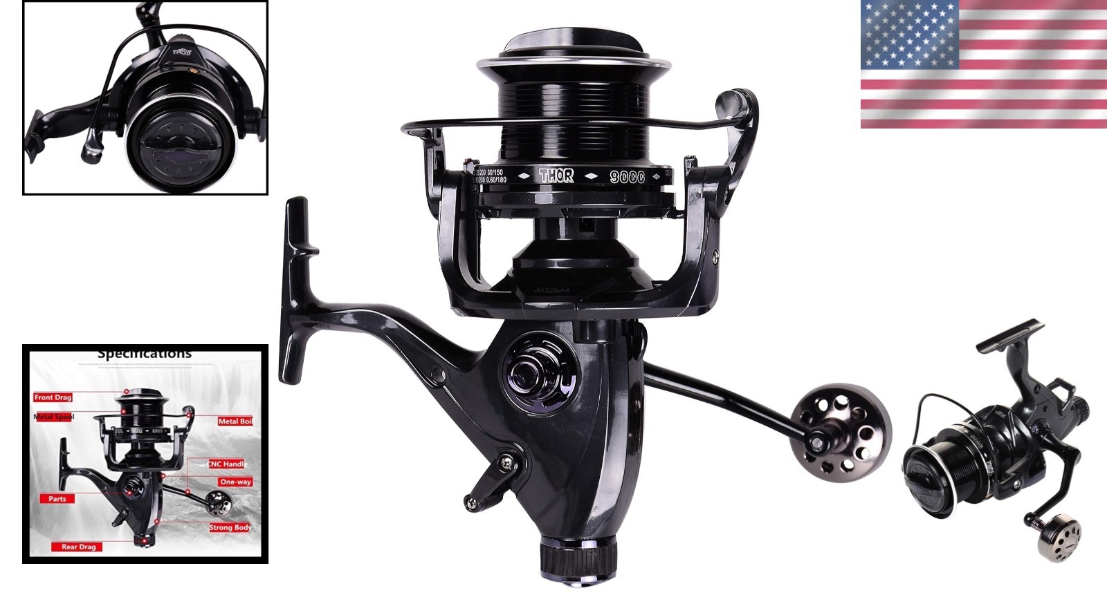 Ambidextrous Carp Fishing Reel 10000 12+1 BB Anti-Reverse Drag 12kg