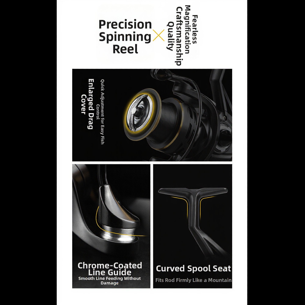 Spinnings Reel Dual Brake Metal Spool Gear Ratio Sea Bass River Lake Big Fish