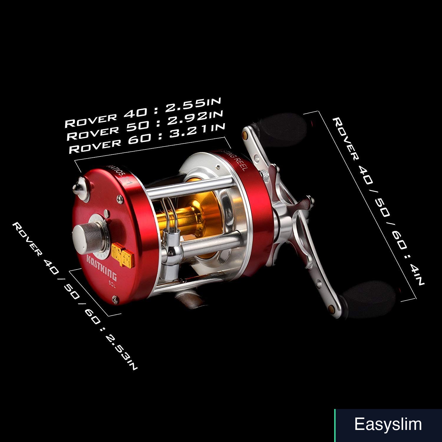 Baitcasting Round Fishing Reel Red Size 50 Right Hand 18 LB Drag