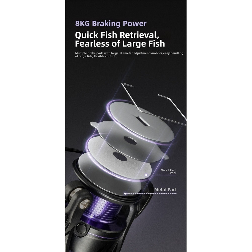 Aluminum Spool Reel Carbon Fiber Body Reel 5.2:1 Gear Ratio Lightweight Design