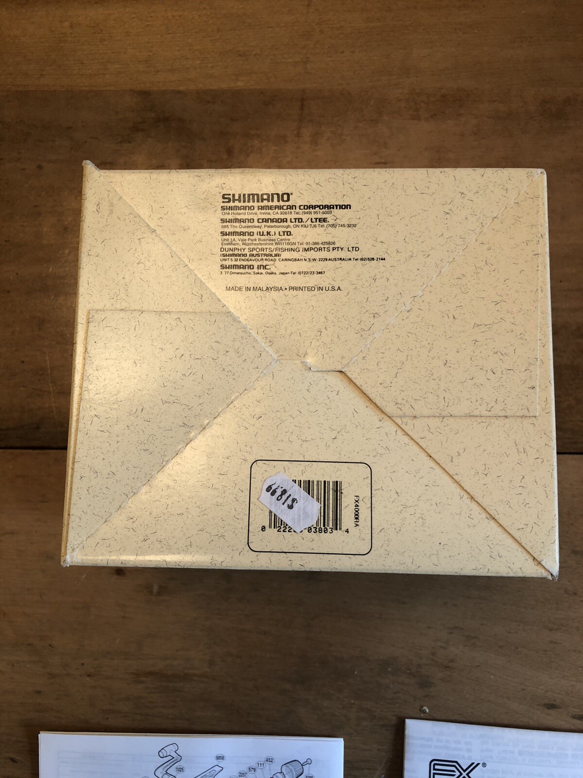 Shimano FX 4000RA Original Box and Papers, NO REEL