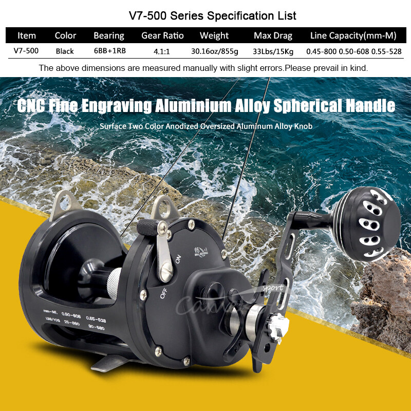 CAMEKOON Saltwater Trolling Fishing Reel Right Hand Sea Baitcasting Fishing Reel