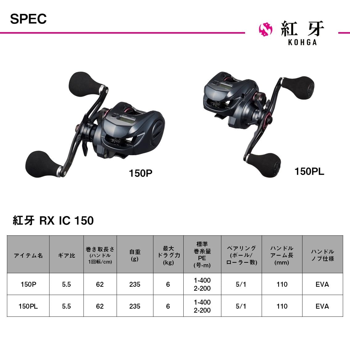 DAIWA 25 KOHGA RX IC 150PL Counter Baitcasting Reel Tairaba Fishing Reel