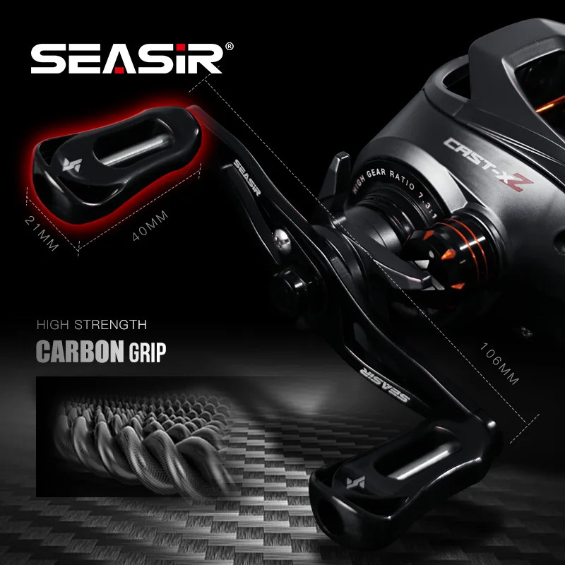 Cast-X2 Baitcasting Reel 7.3:1 High Speed Gear Ratio Drag 8.5KG Aluminum Carbon