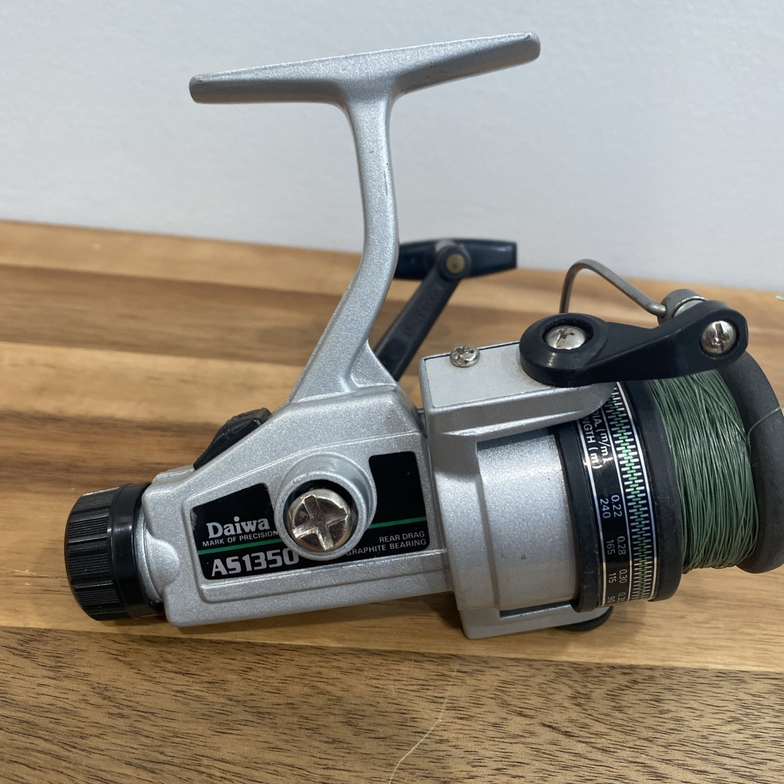 Vtg Daiwa AS1350 Rear Drag Fishing Spinning Reel Medium Light Freshwater Korea