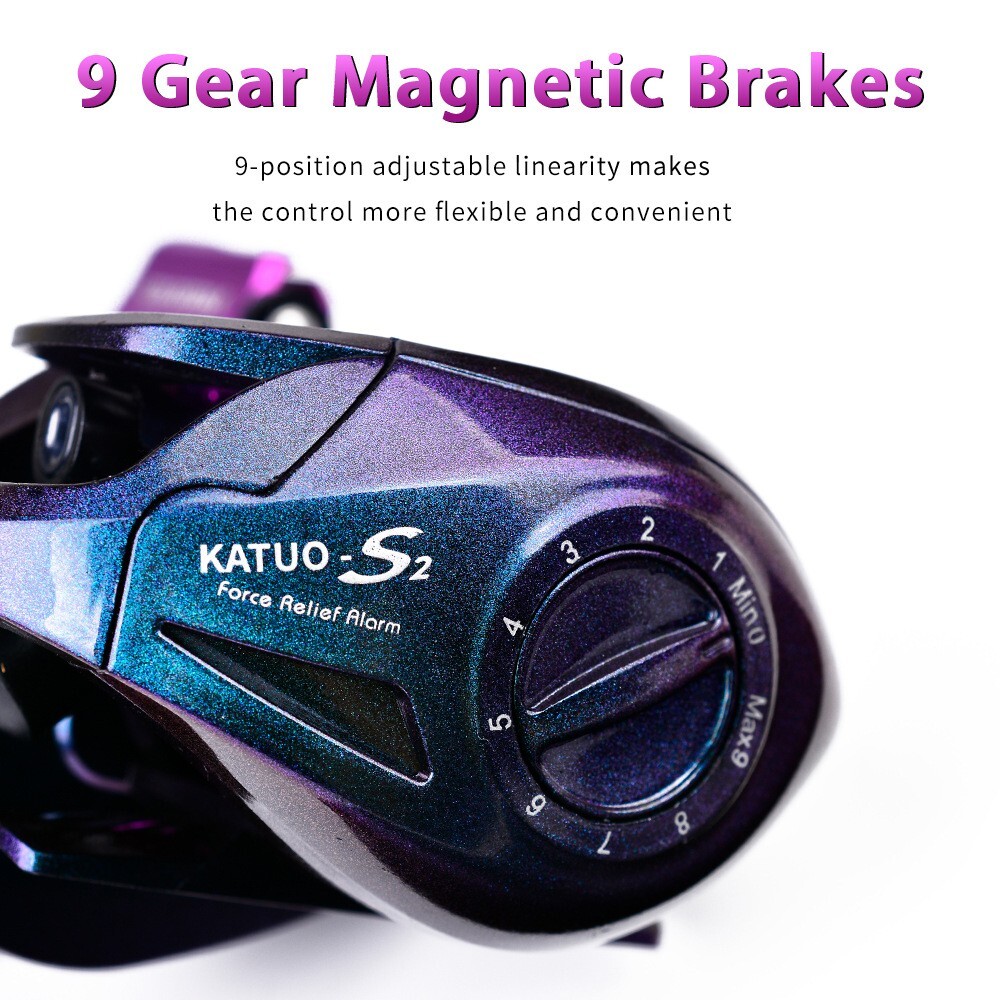 Fishing Reel 7.2:1 Gear Ratio Metal Colorful Wheel Magnetic Brake System 10KG s2