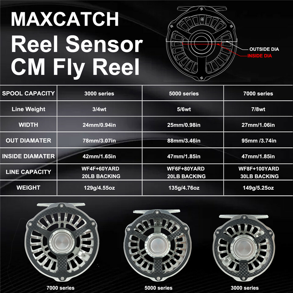 CM 3/4/5/6/7/8wt Waterproof Light Fly Fishing Reel Carbon Fiber Aluminum Hybrid