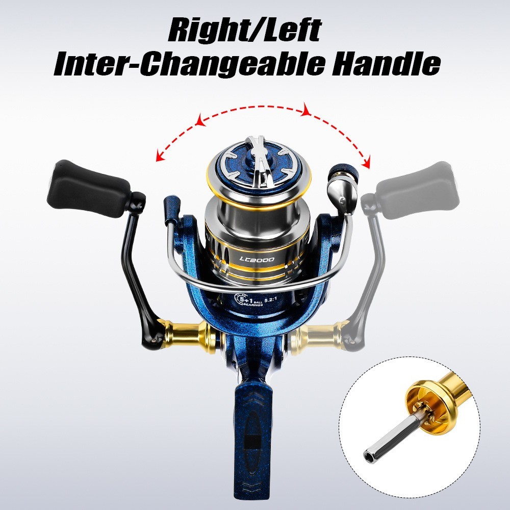 Fishing Wheel Spool Freshwater Spinning Reel 5+1BB 5-6KG Max Drag Plastic LC2000