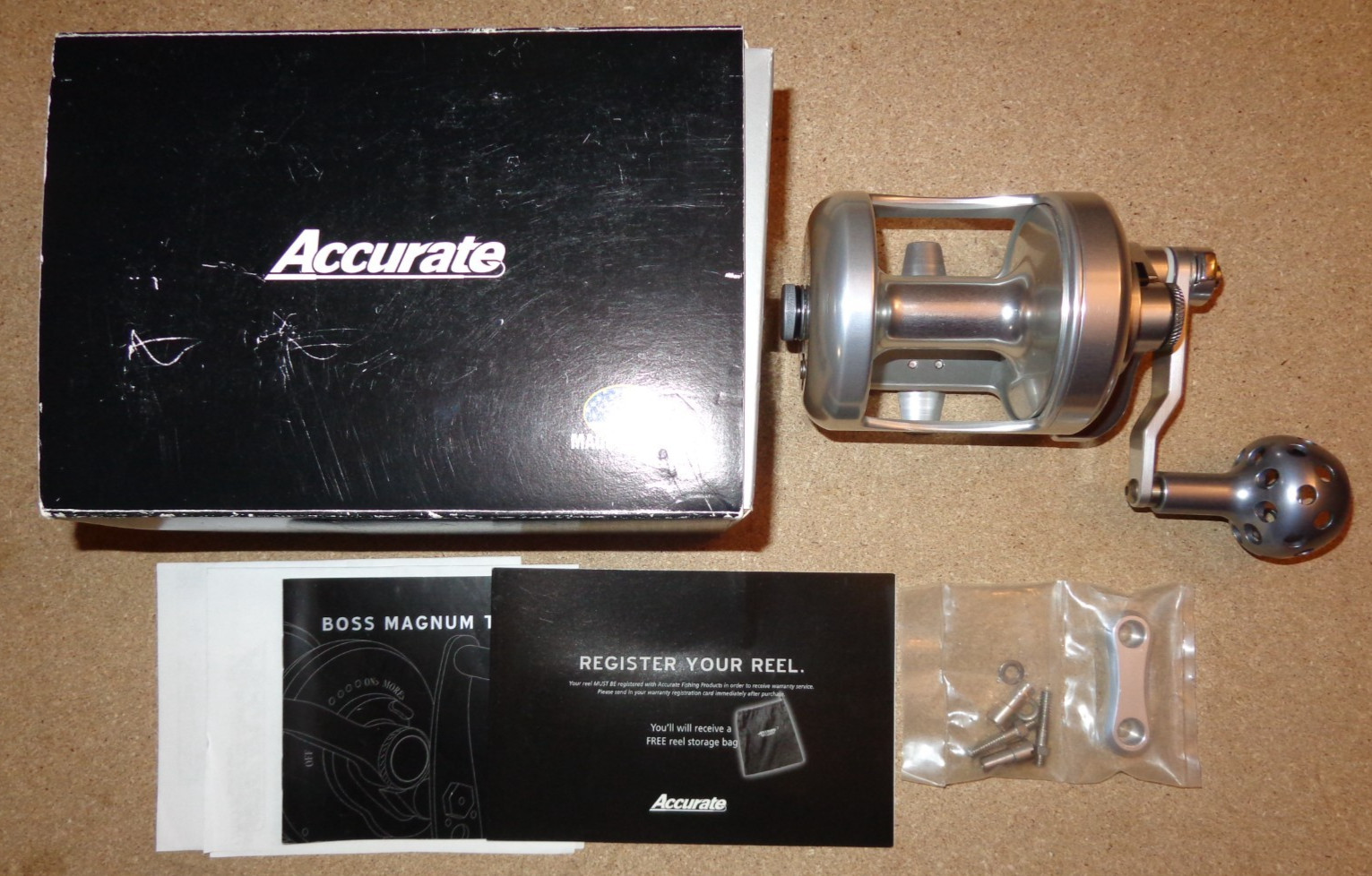 Silver Accurate Boss Magnum 665H Wide Two-Speed Lever-Drag Fishing Reel B2-665W