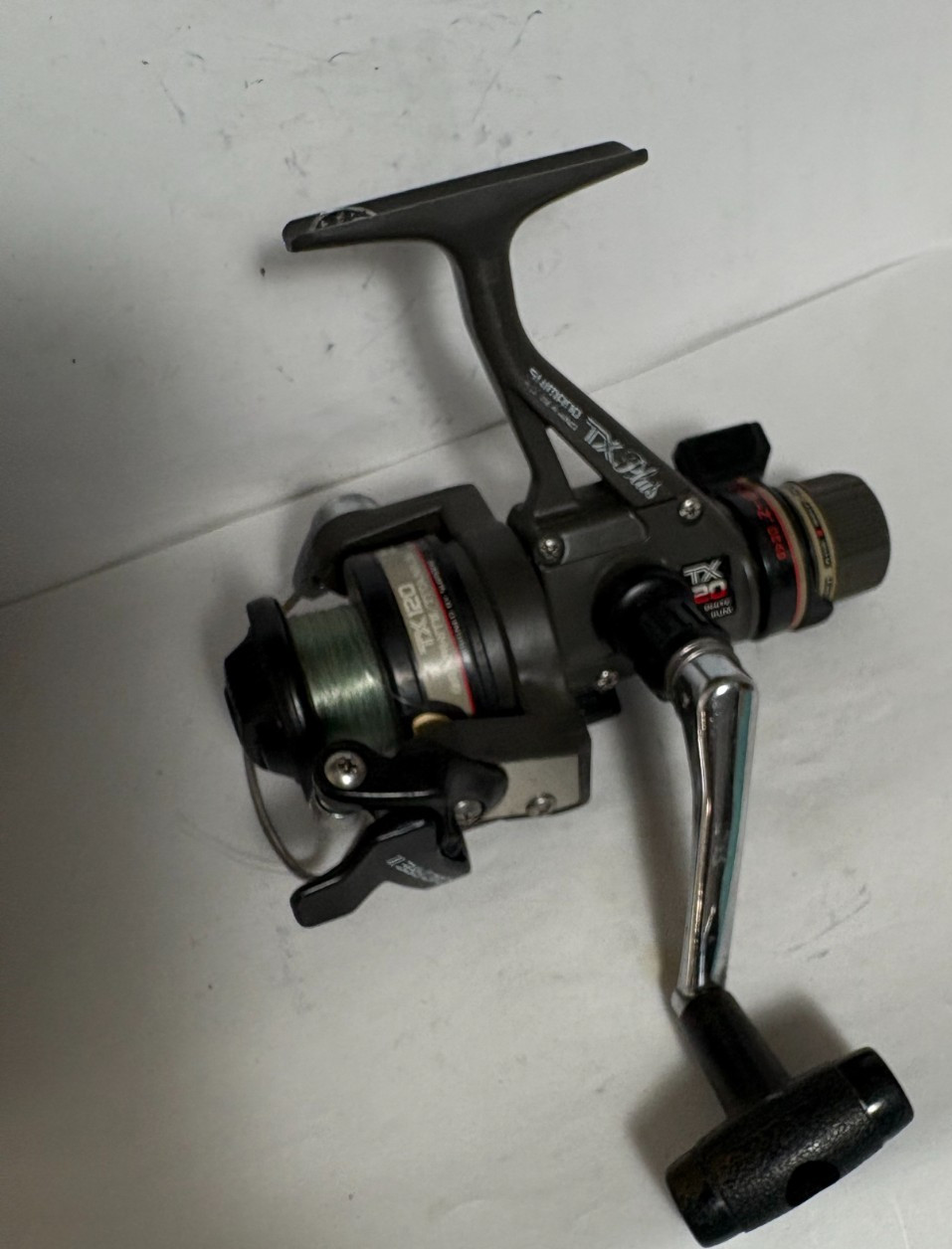 SHIMANO TX 120 PLUS SPINNING REEL- VERY NICE-REAR DRAG-QUICK FIRE