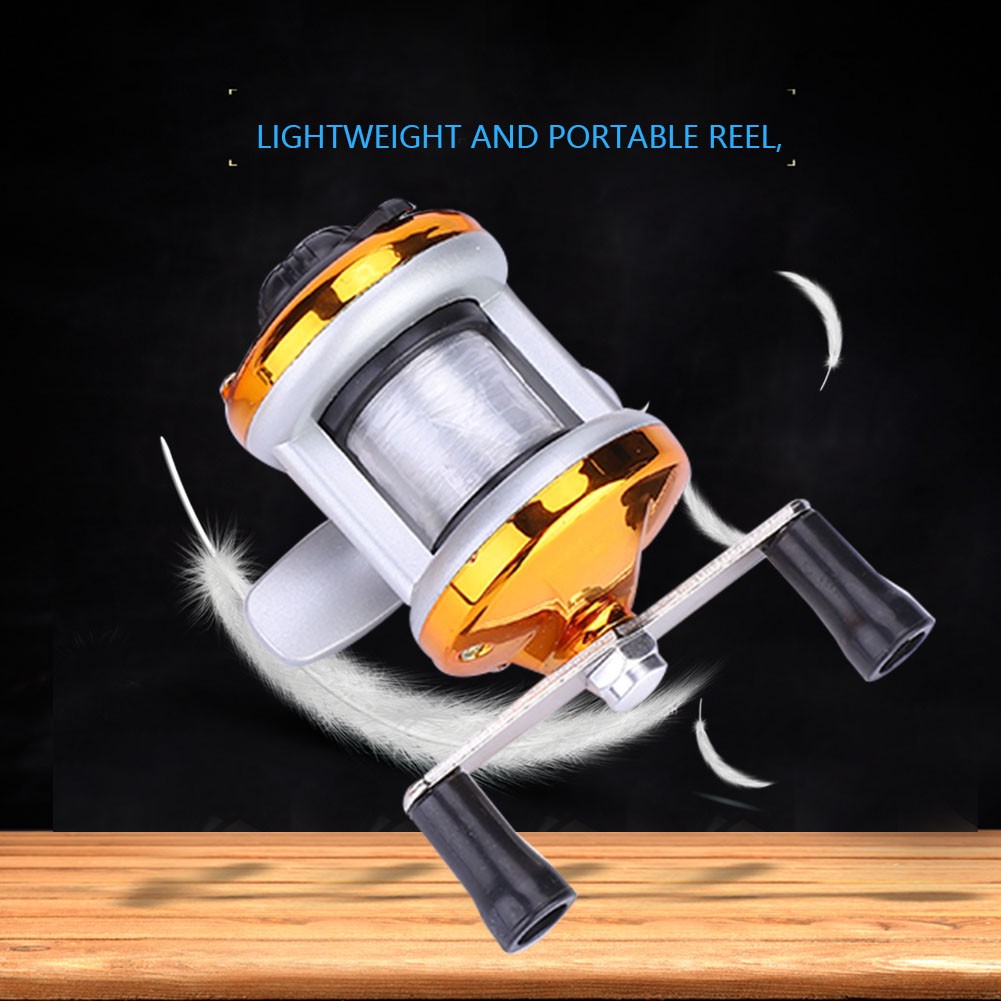 Deukio Portable Winter Ice Fishing Reel Wheel With Wire Outdoor Casting Tackle