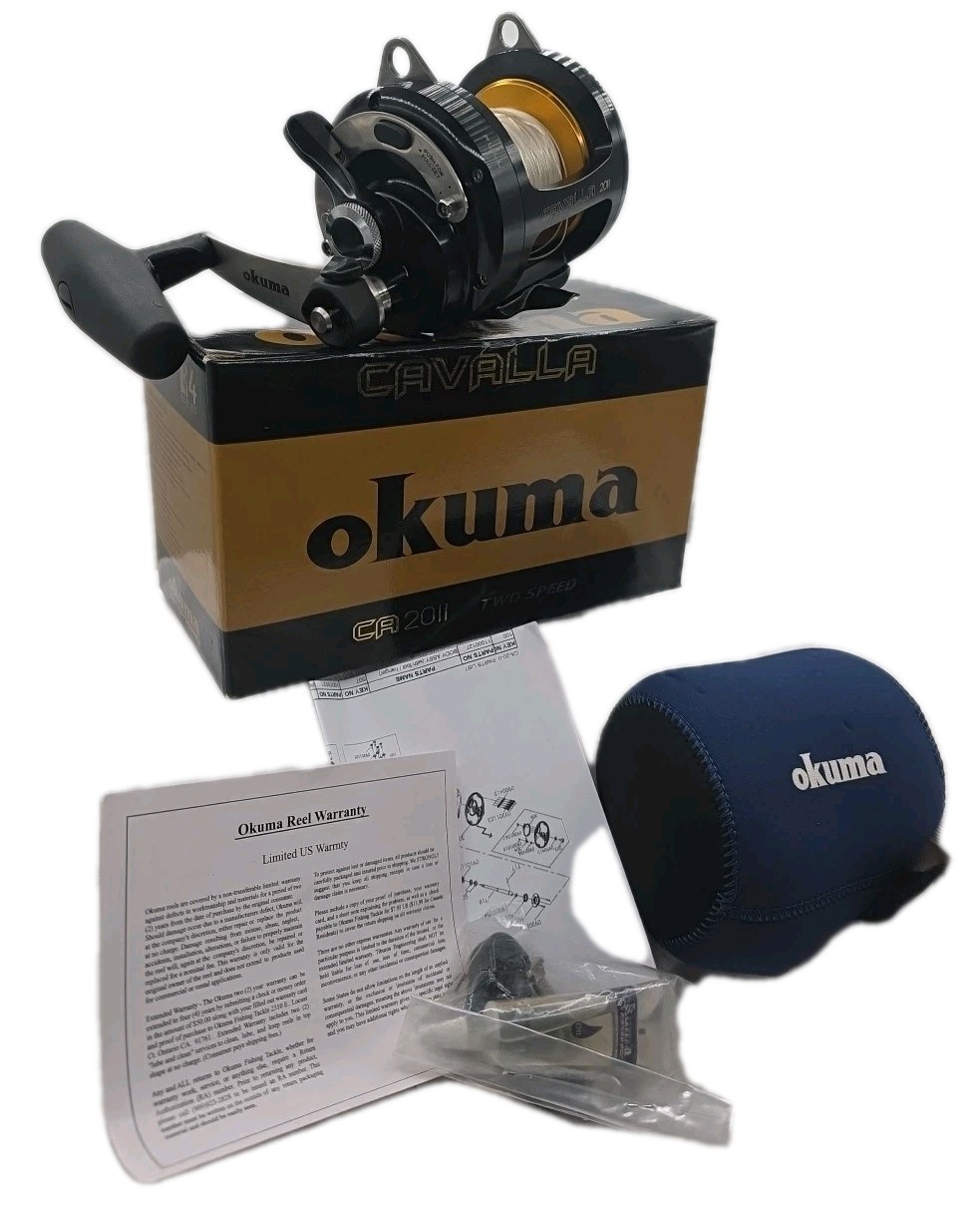 Okuma Cavalla 20II 2-Speed Lever Drag Reel w/ Cover Loaded Braid NICE