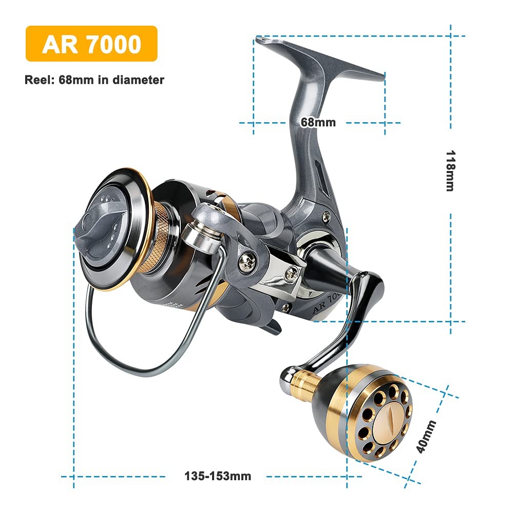 Spinning Reel 7000, Lightweight Inshore Surf Fishing Reel, Heavy Duty Smooth …
