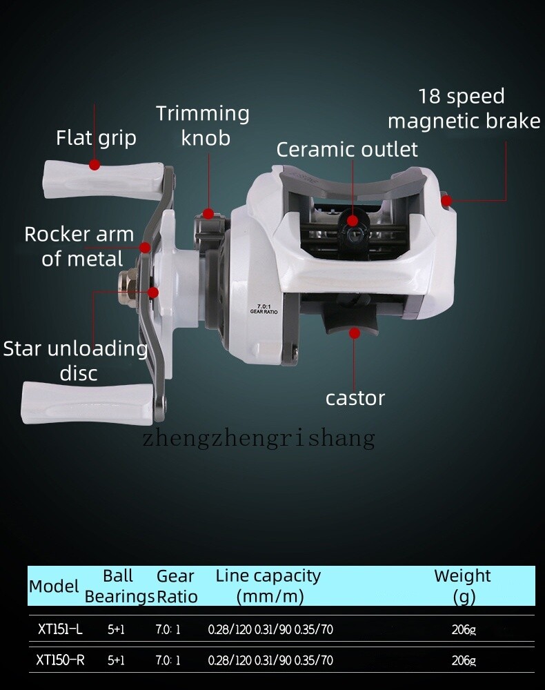5+1BB Fishing Baitcasting Reel 7.0:1 Trolling Freshwater Saltwater Tackle