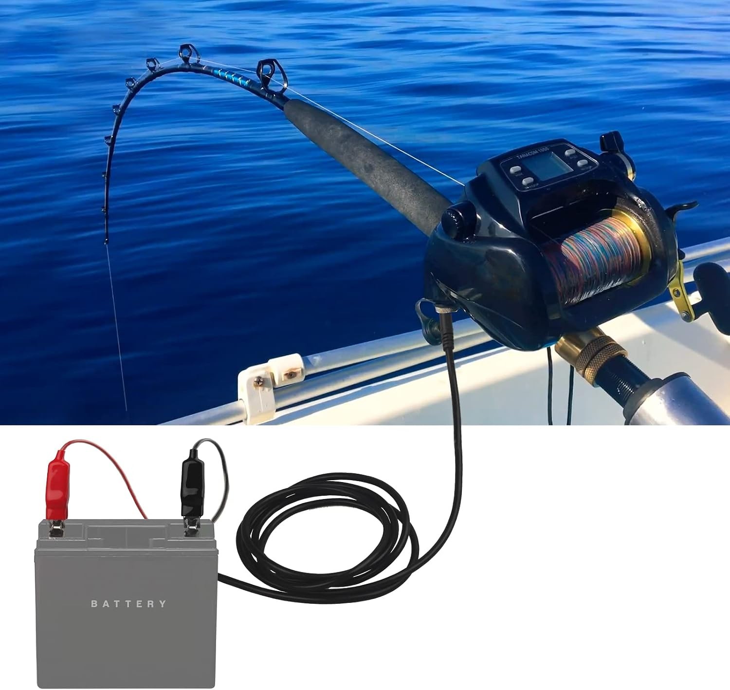 2Pcs 10Ft Electric Fishing Reel Power Cord Cable Power Cable Connecting Battery