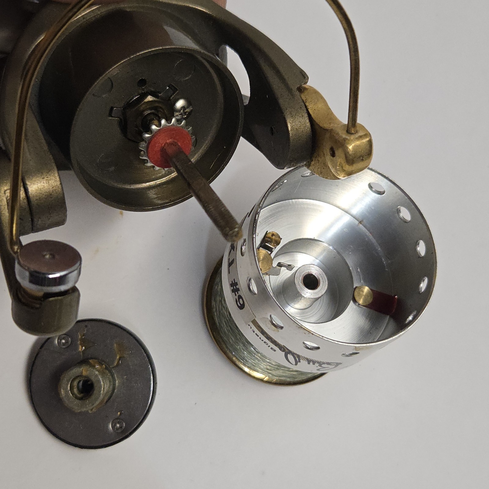 QUANTUM BILL DANCE SPINNING REEL DSS30 5 Bearing Fold Handle Wood Knob Zebco 3K