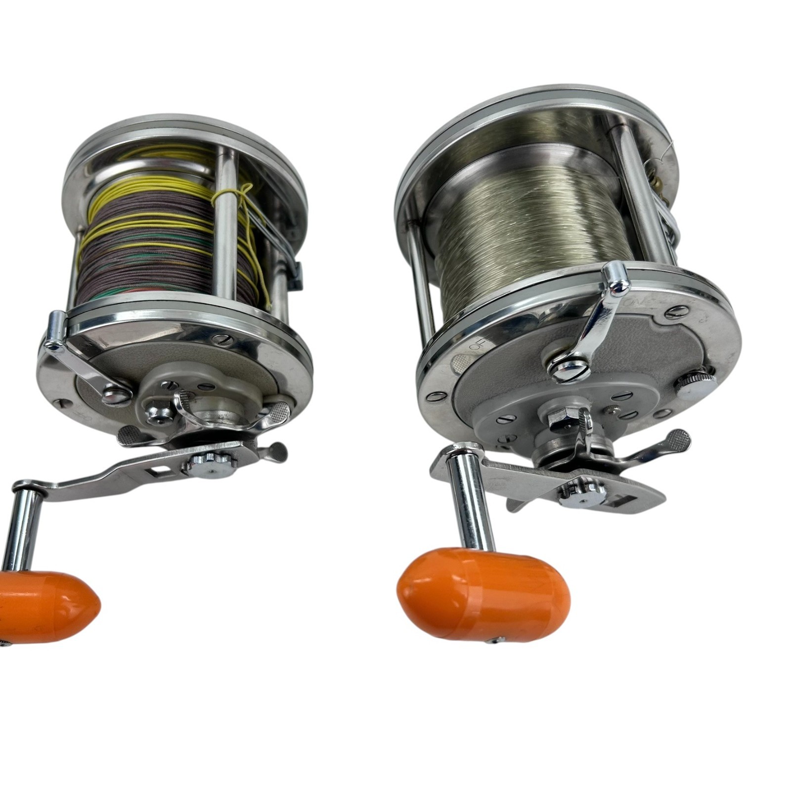 2 Vtg KENCOR Drum No. 130m & 160m Stainless Steel Levelwind Reels Made In Japan