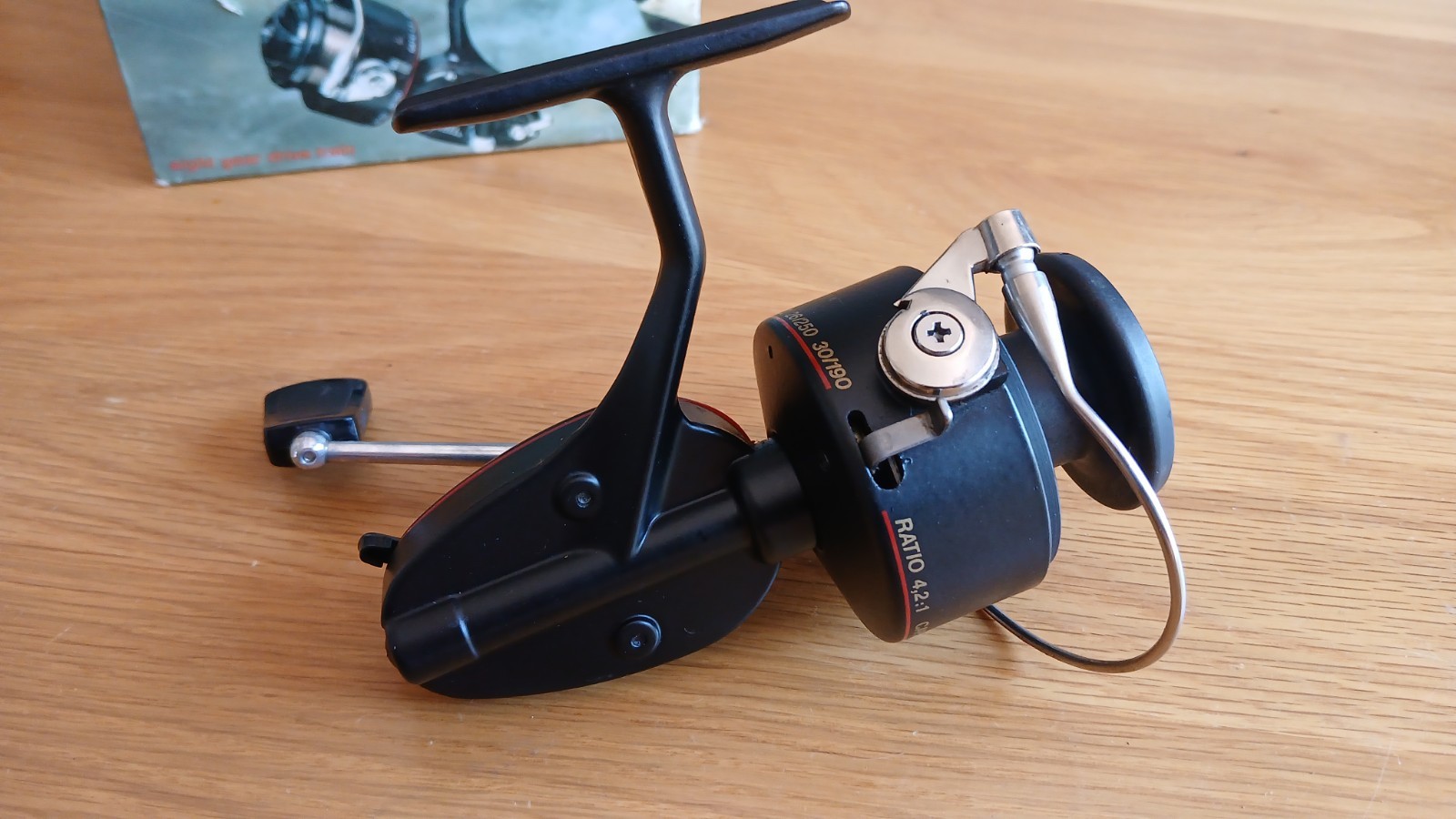 A very good boxed Mitchell 300 Fishing reel 2 spools, spoolpot & paperwork.