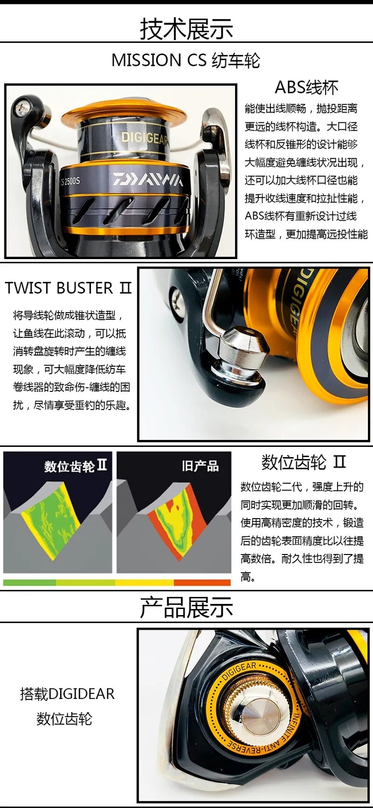 DAIWA Mission CS Spinning Fishing Reel 3+1BB 5.3:1 Casting Fishing Reel