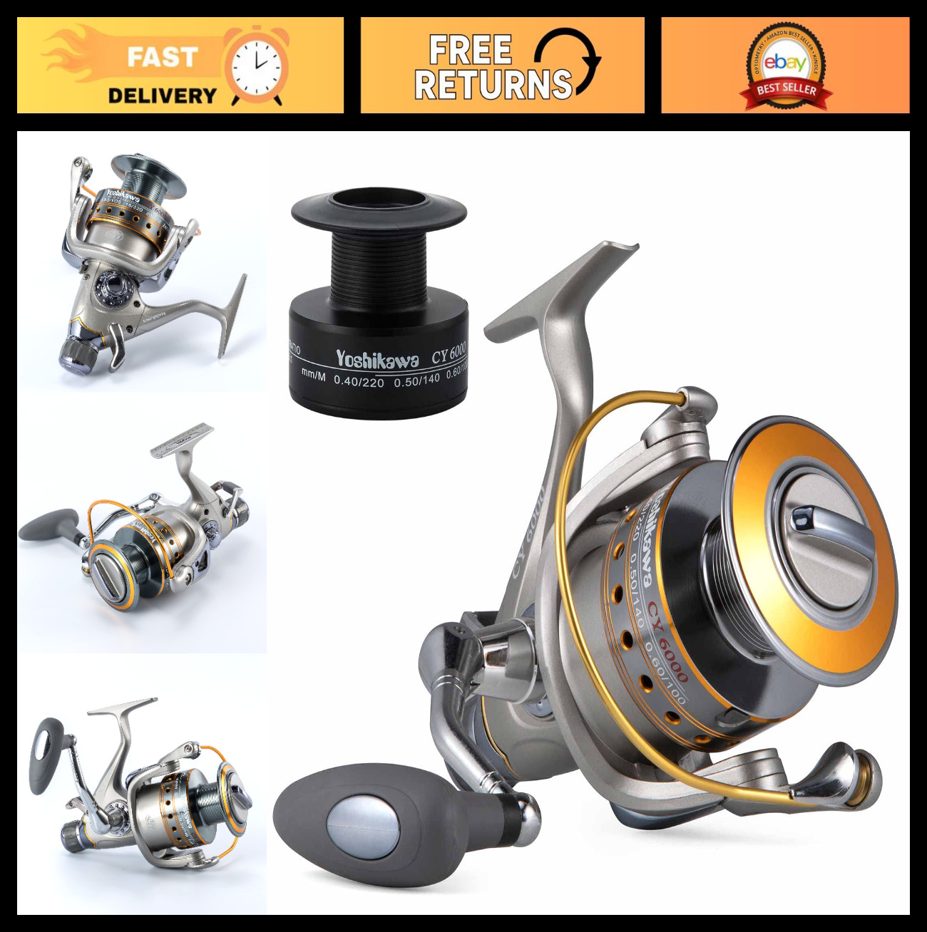High Power Baitfeeder Spinning Reel 5.5:1, 11 Ball Bearings, 30Lb Drag, Saltwate