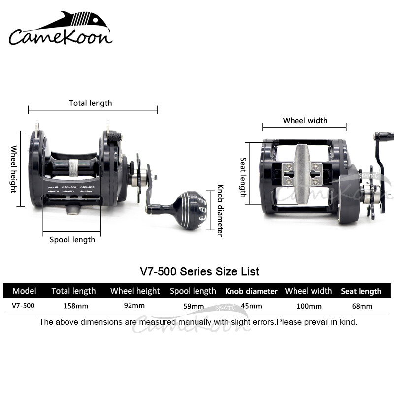 CAMEKOON Saltwater Trolling Fishing Reel Right Hand Sea Baitcasting Fishing Reel
