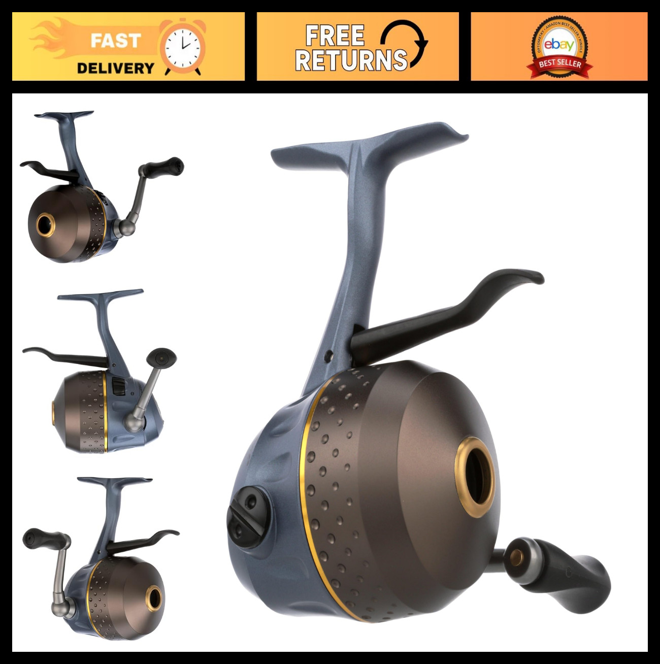 Size 6U Spincast Fishing Reel – Right/Left Handle, Aluminum Spool, Dial Drag Sys