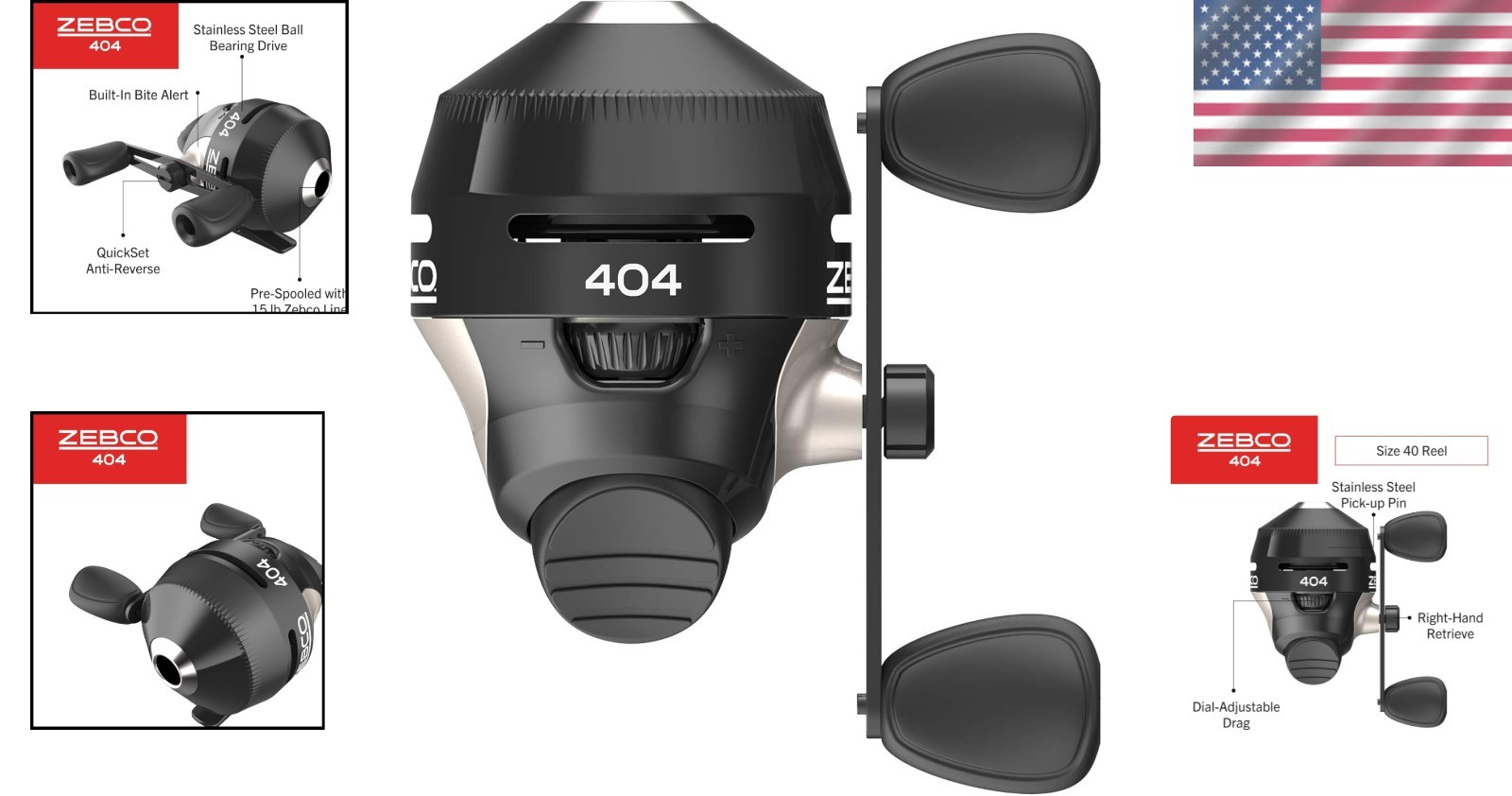 Zebco 404 Spincast Reel with Smooth Retrieve – Right-Handed, 17 in Line Retrieve