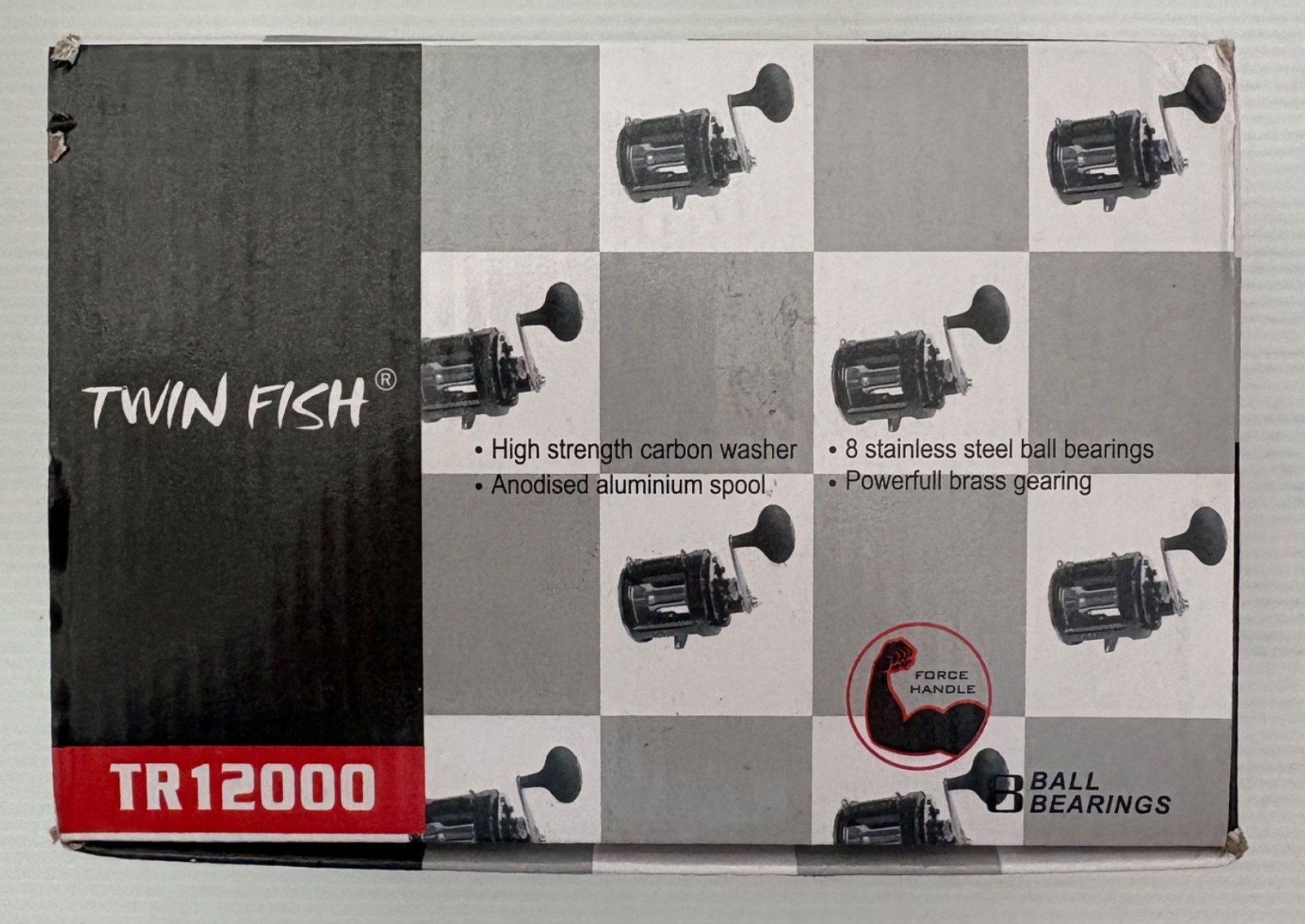 TWIN FISH TR12000 SALT WATER 8 BALL BEARING REEL. NEW IN OPEN BOX