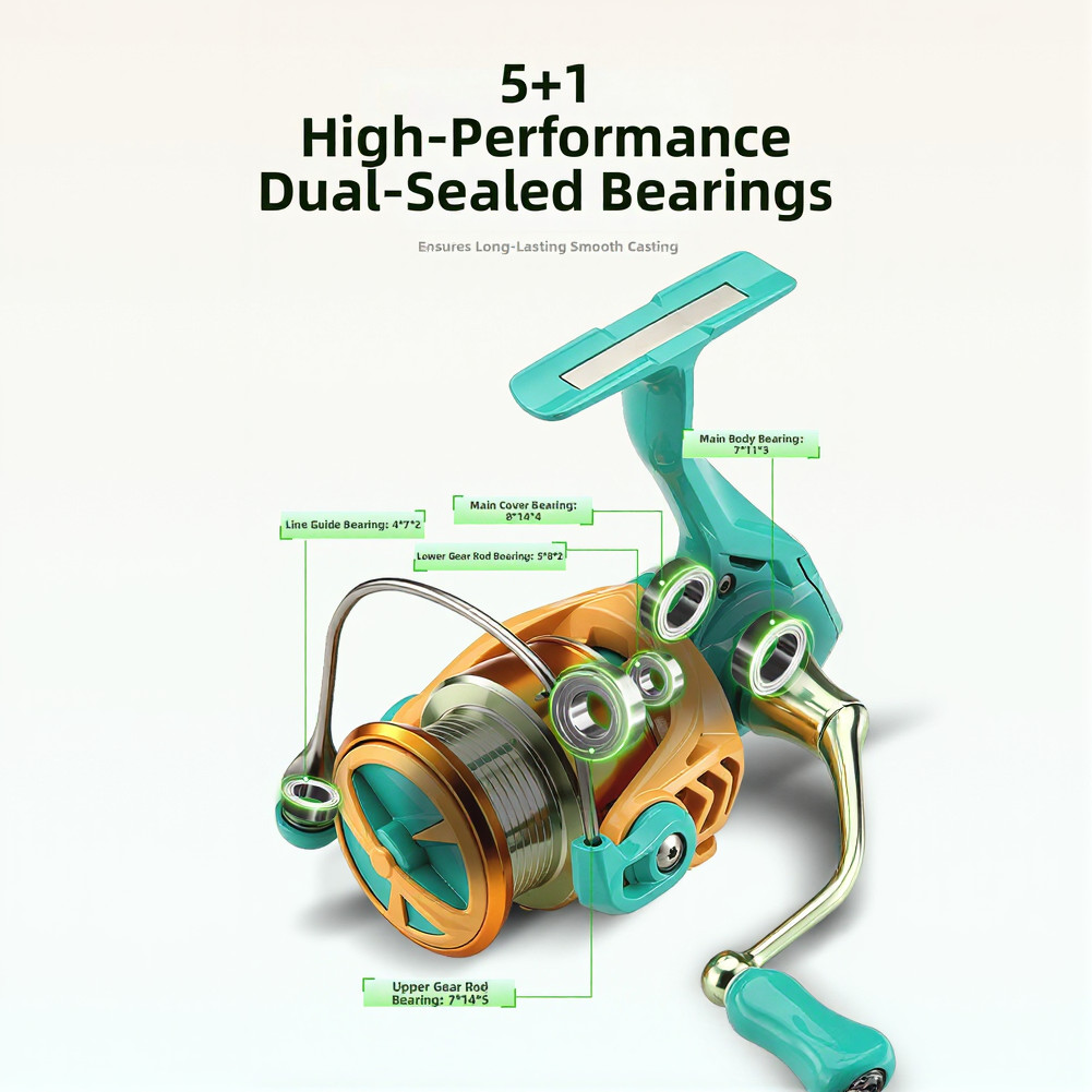 Aluminum Alloy Reel 5+1 Ball Bearings 24Tight Line 5.2:1 5KG Drag IPX7