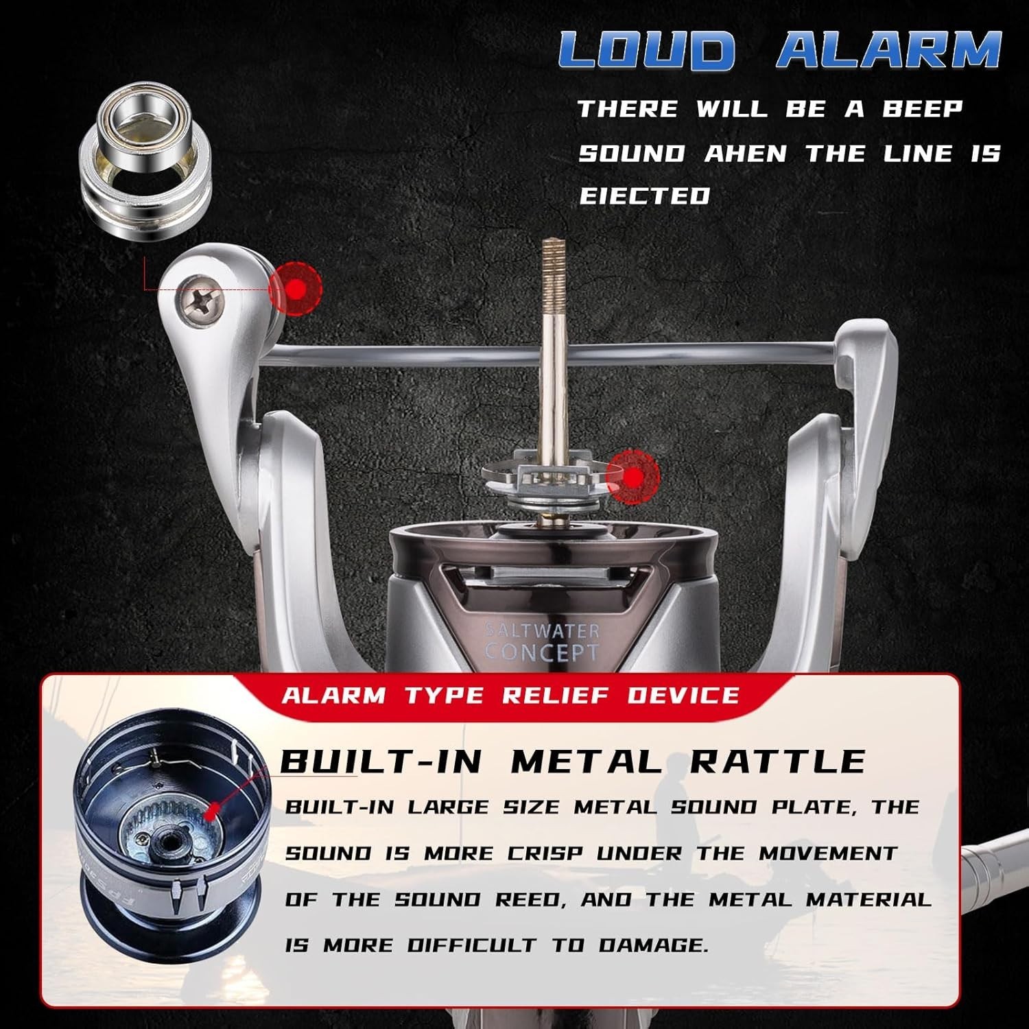 6000 Size Saltwater Spinning Reel – CNC Aluminum, Carbon Drag & 26LB Capacity