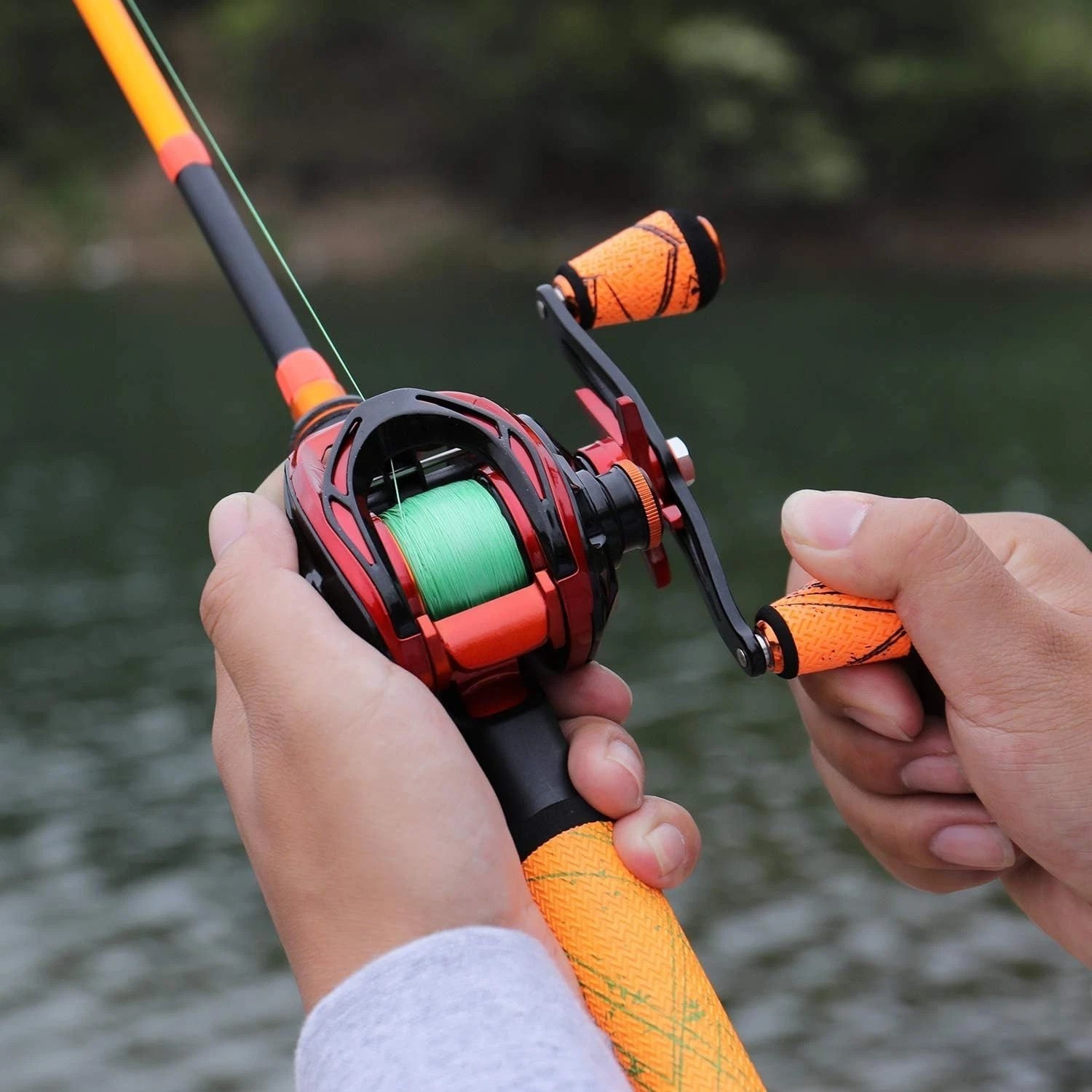 Orange Baitcasting Reel – Lightweight, Anti-Reverse, 9+1 BB for Smooth Casting
