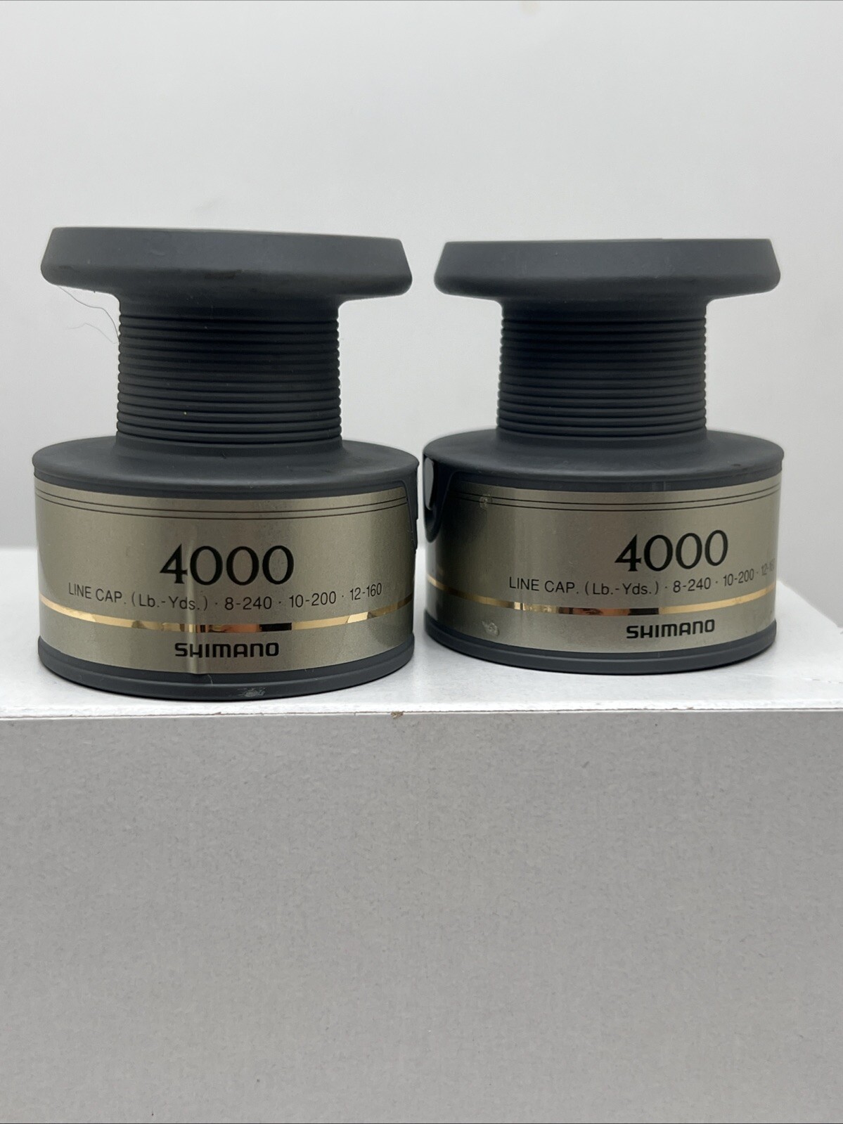 lot of 2 Shimano 4000 Fishing Spools, Line Cap. (lb.-Yds.)•8-240•10-200•12-160