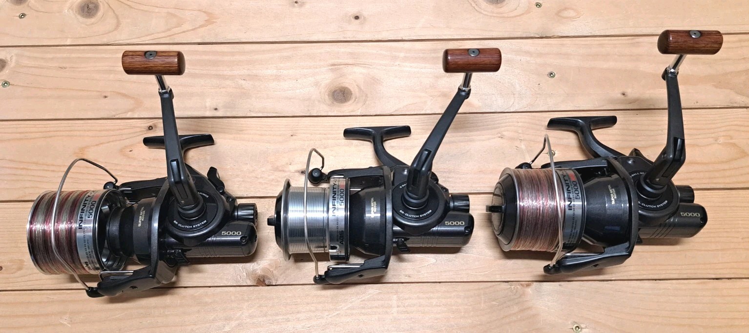 3 × Daiwa Infinity-X 5000 BR Freewheel Fishing Reels Carp Baitrunner Carp