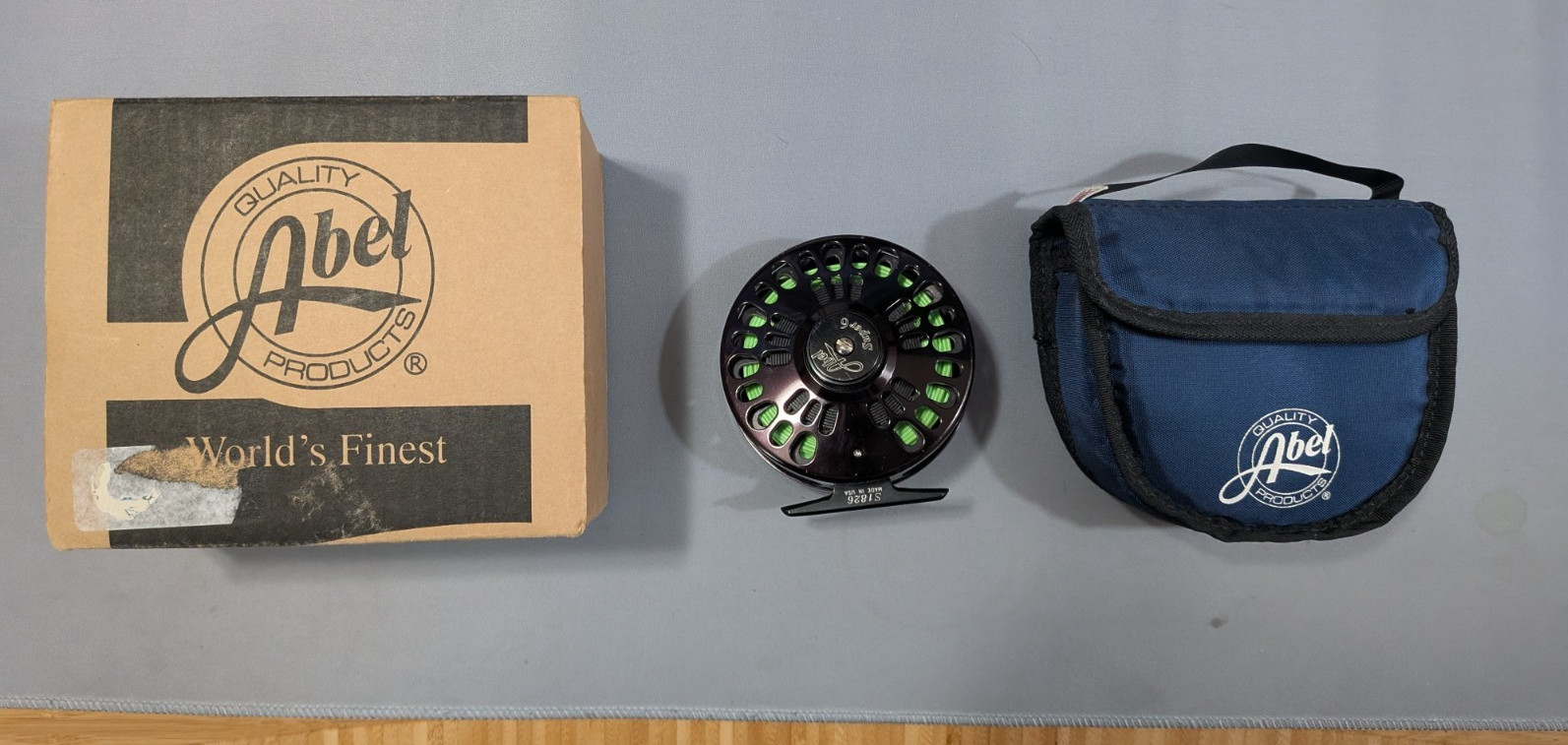 Abel Super 6 Fly Reel Size 6 WF-6-F Black Aluminum w/ Case Pouch S1826