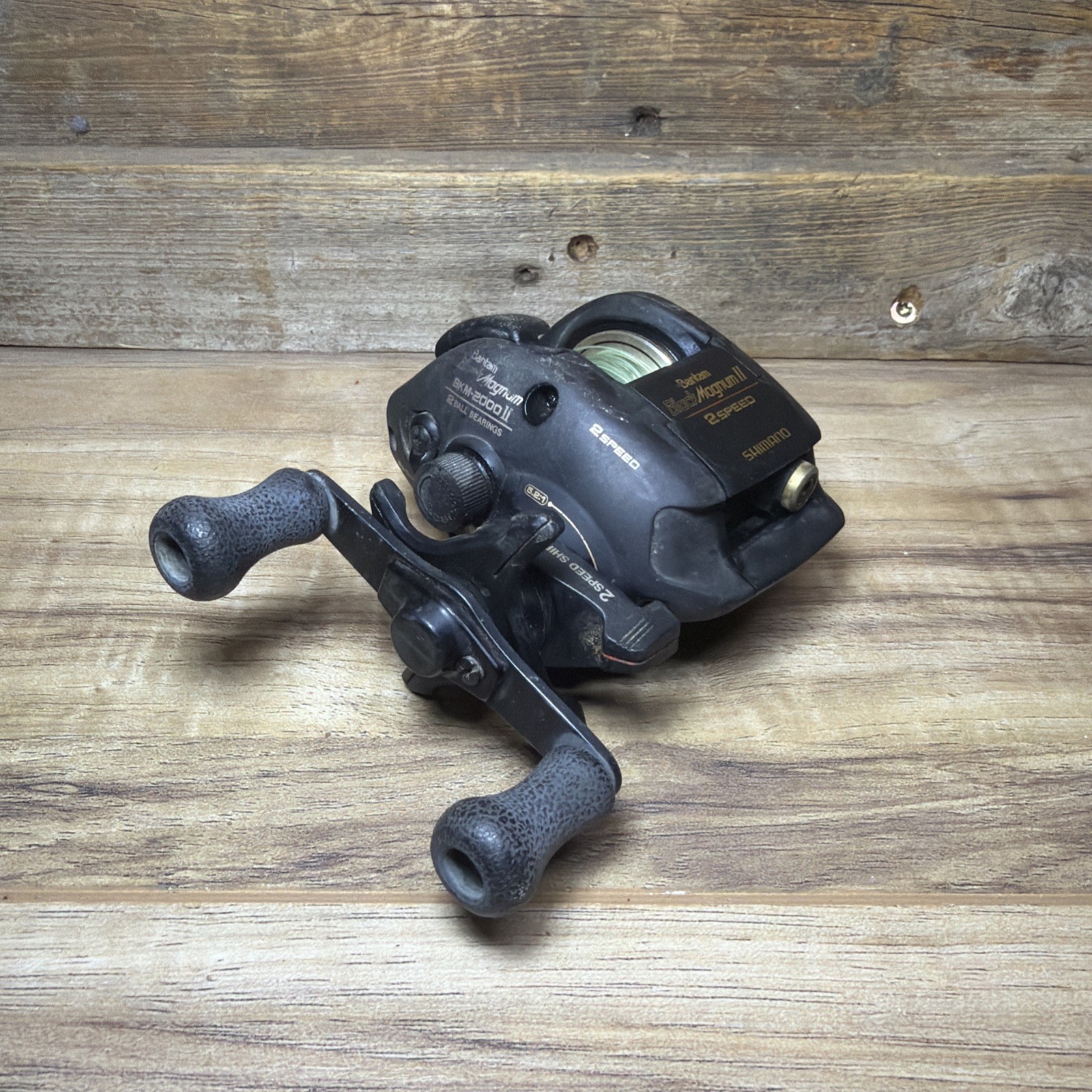 Vintage Shimano Bantam Black Magnum II BKM-2000 2-Speed Baitcast Reel Japan