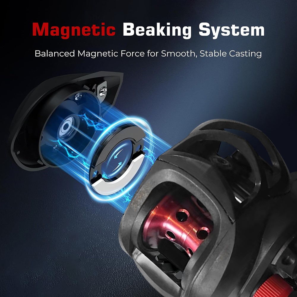 7.2:1 Baitcasting Fishing Reel Metal Spool Magnetic Metal Casting Fishing Reels