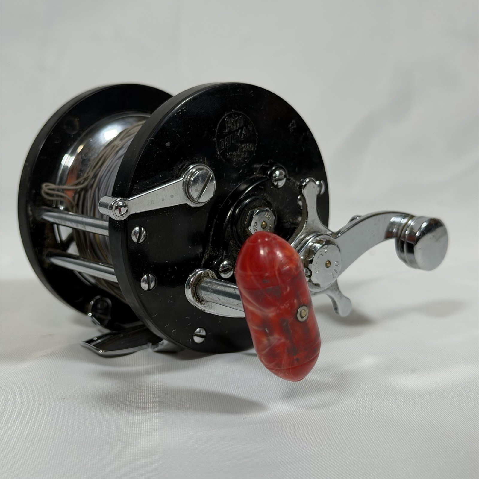 Penn Delmar No 285 Made In USA Post War Saltwater Trolling Reel Red Pill Clean
