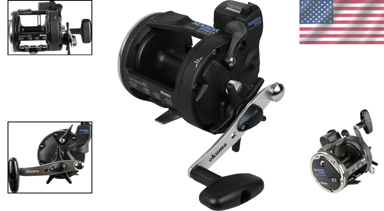 1 Gear Ratio Trolling Reel with Mechanical Line Counter and Smooth Drag System