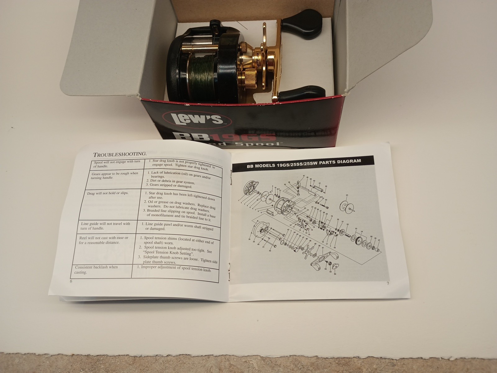 Lew Childre Speed Spool BB-19GS Gold Series Baitcasting Fishing Reel Japan