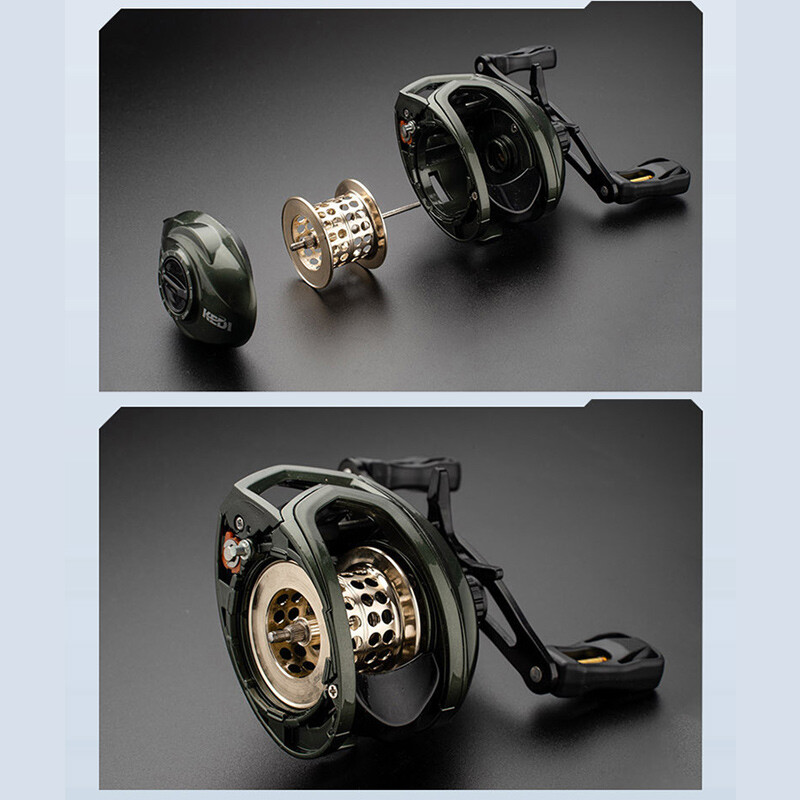 Military Green Fishing Baitcast Reel Gear Ratio8.1:1 Braking8KG With Click Sound