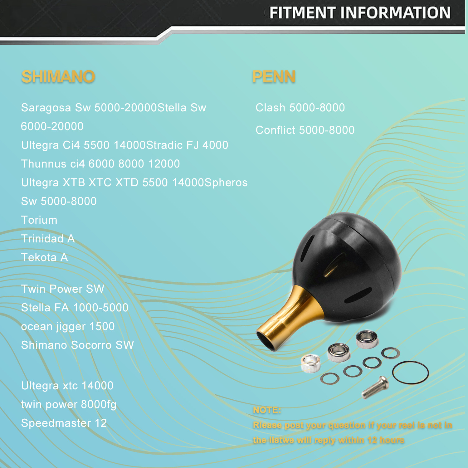 RYABT For Shimano Stradic FK 5000 Saragosa SW Ocea Jigger 42mm Power Knob