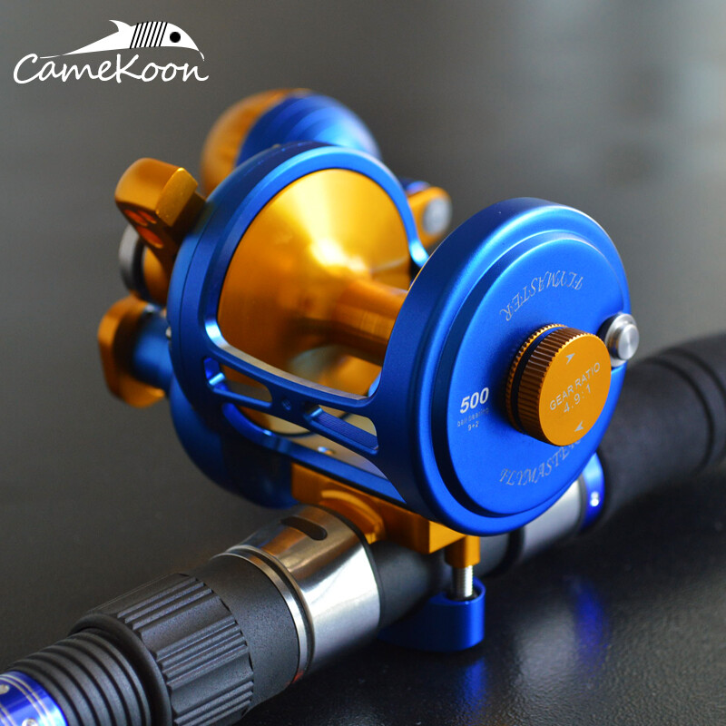 CAMEKOON Conventional Saltwater Smooth Lever Drag Reel Aluminum Trolling Fishing